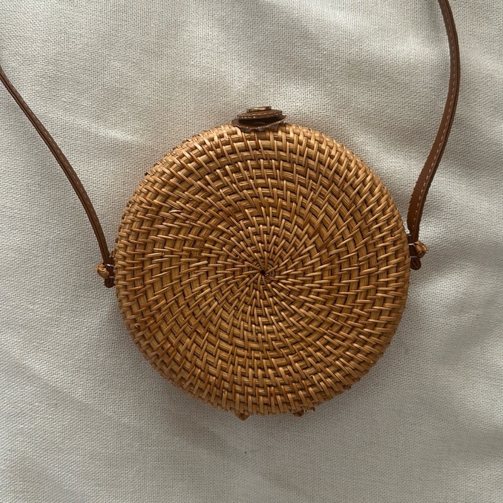 PENELOPE CASE Rattan Crossbody Bag NWT Brown 7” Scandi Girl Cottagecore Daily - Picture 8 of 10